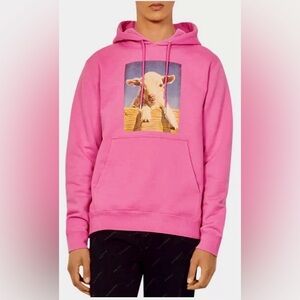 Sandro Paris Pink Sheep Graphic Hoodie French Designer Sweatshirt